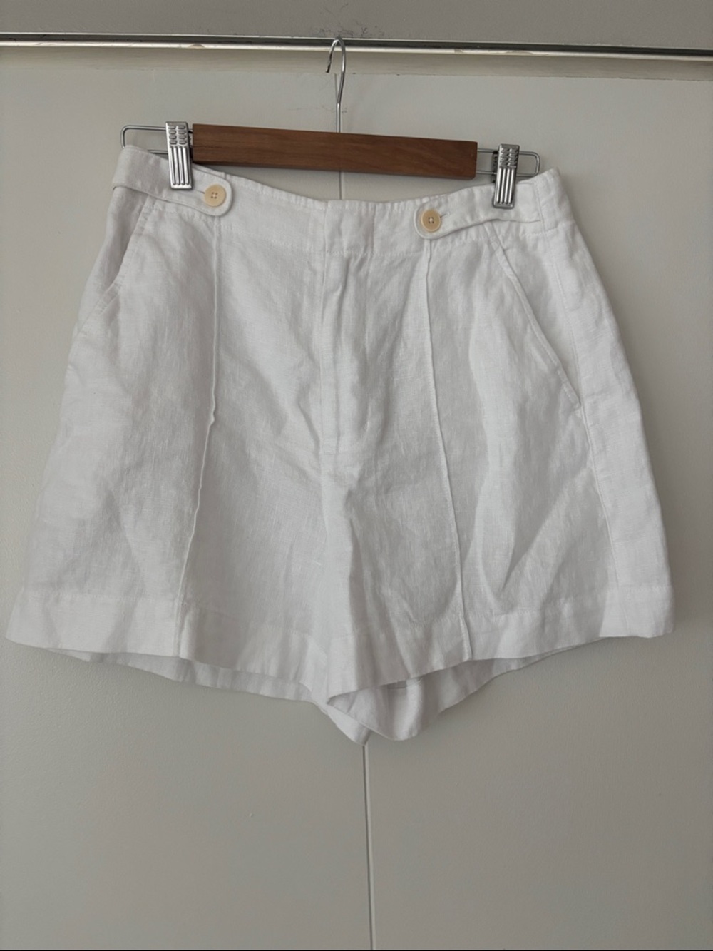 Madewell White High-Rise Linen-Blend Shorts